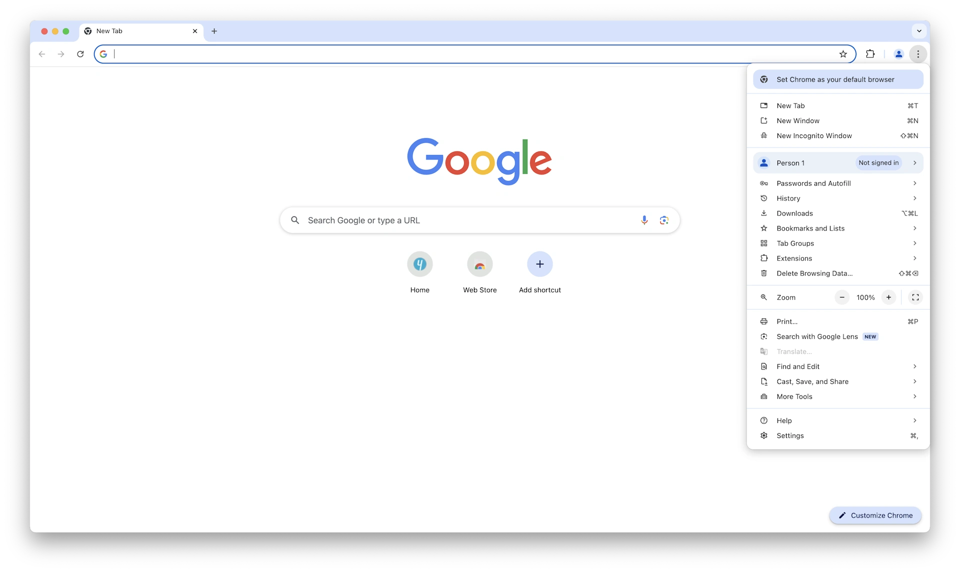 Screenshot: Google Home Page